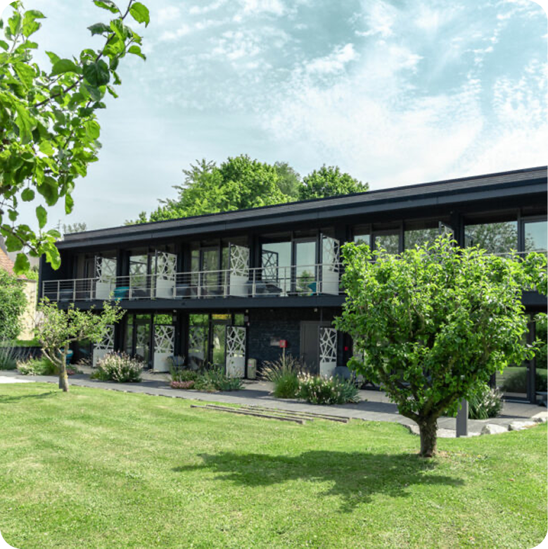 <strong>Hotel Domaine de Bayeux</strong><br><strong>(5 nights)</strong><br>Domaine de Bayeux is an 18th-century estate just minutes from Bayeux’s center. We will stay in the Orchard rooms with modern design, air conditioning, Wifi, standard amenities, and private terraces. Guests enjoy a local breakfast each morning.