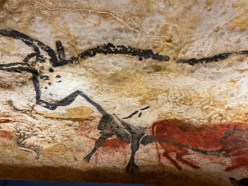 Prehistoric art of the Hall of the Bulls, reproduced at Lascaux IV in the Dordogne