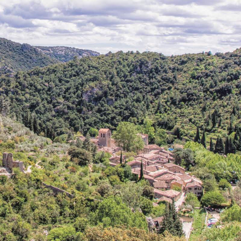 St Guilhem le Desert picturesque stone village tucked in a green valley