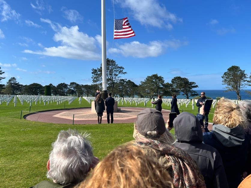 Flag-lowering ceremony - Normandy American Cemetery
