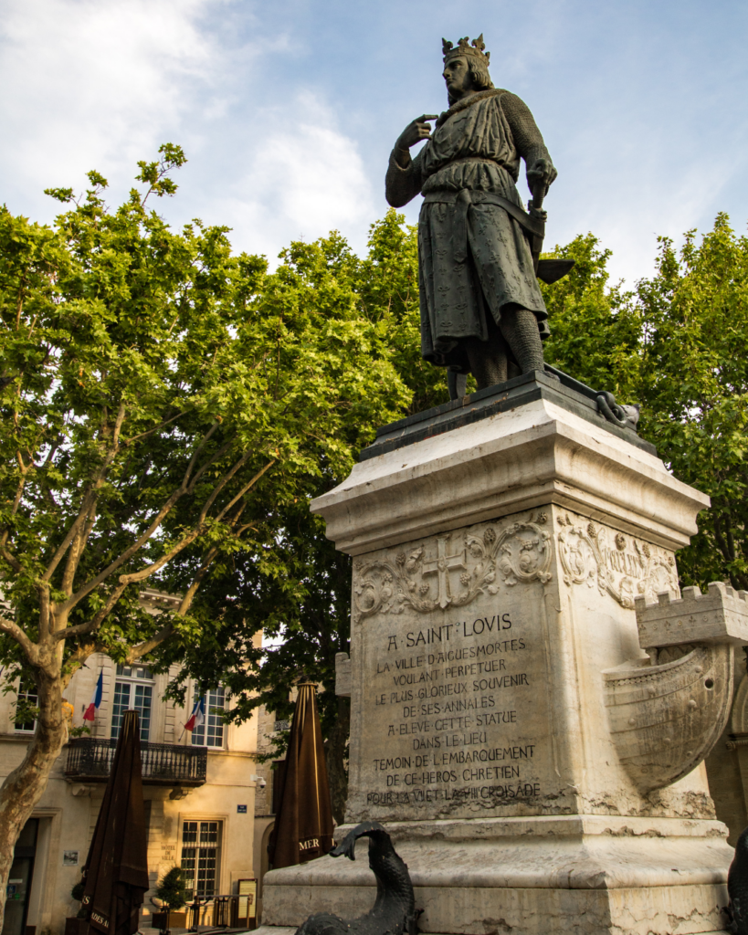 Statue of Saint Louis on Place Saint-Louis in Aigues-Mortes